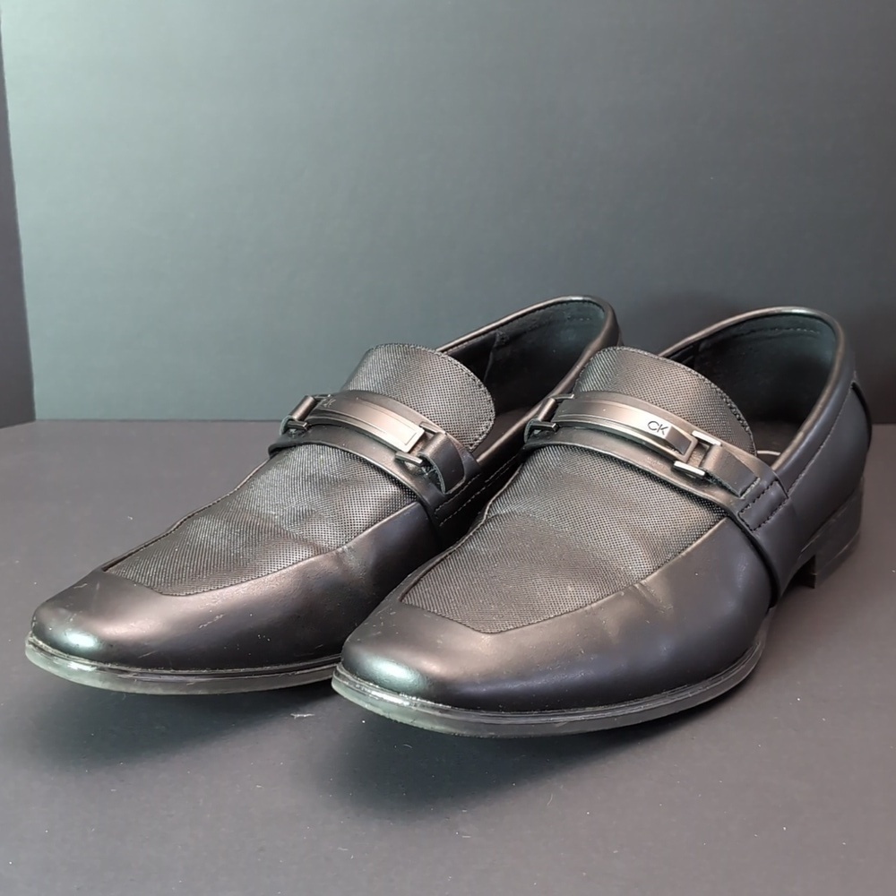 Calvin Klein Men's Jameson Soft Black Leather City Slip-On Shoes,Size 9 US.